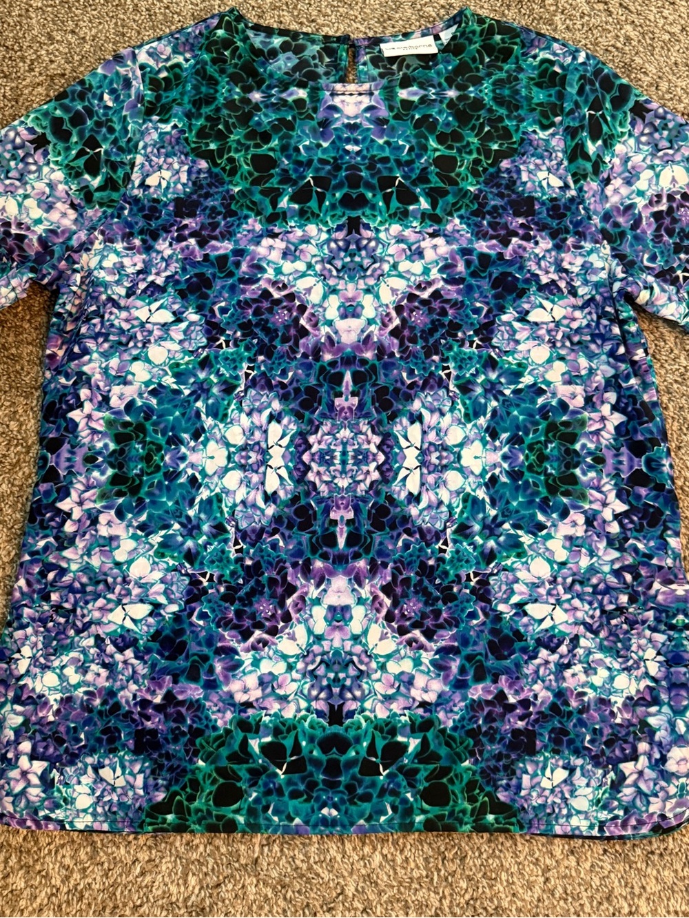 Liz Claiborne Floral Top in Teal and Purple Size PM 🛍 - Picture 2 of 4